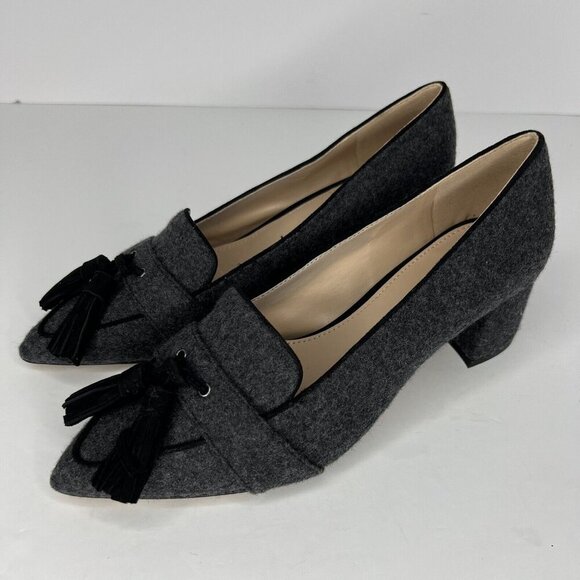 Essex Lane Shoes - Essex Lane Daya Loafer Pointy Toe Gray Flannel With Black Tassels Womens Size 6